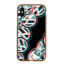 Чехол iPhone XS Max матовый Volkswagen glitch pattern, цвет: 3D-коричневый