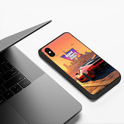 Чехол iPhone XS Max матовый GTA 6 авто вид сзади, цвет: 3D-черный — фото 2