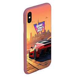 Чехол iPhone XS Max матовый GTA 6 авто вид сзади, цвет: 3D-малиновый — фото 2