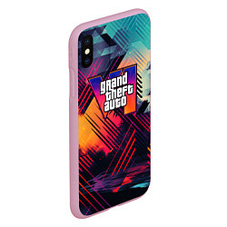 Чехол iPhone XS Max матовый GTA 6 аbstract logo, цвет: 3D-розовый — фото 2