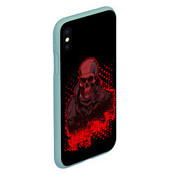 Чехол iPhone XS Max матовый Красный скелет на чёрном фоне, цвет: 3D-мятный — фото 2