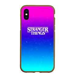 Чехол iPhone XS Max матовый Stranger Things gradient colors, цвет: 3D-коричневый