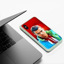 Чехол iPhone XS Max матовый Слово пацана в стиле аниме - мазки краски, цвет: 3D-салатовый — фото 2