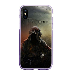 Чехол iPhone XS Max матовый STALKER 2 чёрный сталкер, цвет: 3D-светло-сиреневый