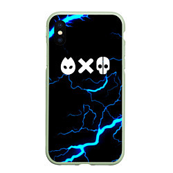 Чехол iPhone XS Max матовый Любовь смерть и роботы гроза шторм, цвет: 3D-салатовый