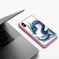 Чехол iPhone XS Max матовый Японский акварельный дракон - ирезуми, цвет: 3D-малиновый — фото 2