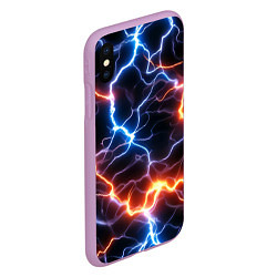 Чехол iPhone XS Max матовый Красно-синие молнии, цвет: 3D-сиреневый — фото 2