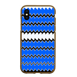 Чехол iPhone XS Max матовый Синие и белые полосы, цвет: 3D-коричневый