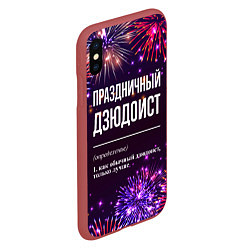 Чехол iPhone XS Max матовый Праздничный дзюдоист: фейерверк, цвет: 3D-красный — фото 2