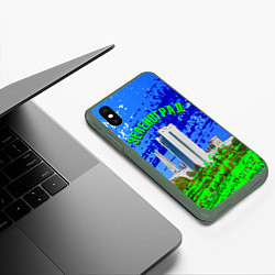 Чехол iPhone XS Max матовый Зеленоград, цвет: 3D-темно-зеленый — фото 2