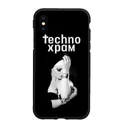 Чехол iPhone XS Max матовый Techno храм монашка с золотыми браслетами, цвет: 3D-черный