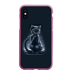 Чехол iPhone XS Max матовый Sweet cat - cyberpunk, цвет: 3D-малиновый