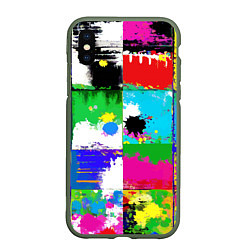 Чехол iPhone XS Max матовый Абстракция - пэчворк, цвет: 3D-темно-зеленый