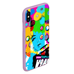 Чехол iPhone XS Max матовый Girls face - pop art, цвет: 3D-сиреневый — фото 2