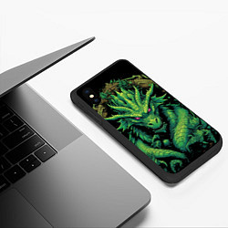 Чехол iPhone XS Max матовый Зеленый яркий неоновый дракон, цвет: 3D-черный — фото 2