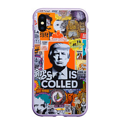 Чехол iPhone XS Max матовый Donald Trump - american сollage, цвет: 3D-светло-сиреневый