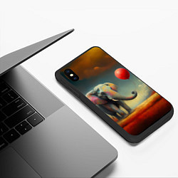 Чехол iPhone XS Max матовый Грустный слон и красный шарик, цвет: 3D-черный — фото 2