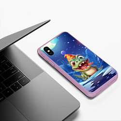 Чехол iPhone XS Max матовый Маленький счастливый дракон, цвет: 3D-сиреневый — фото 2