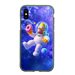 Чехол iPhone XS Max матовый Homer Simpson is a brave astronaut, цвет: 3D-темно-зеленый