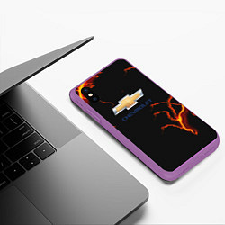 Чехол iPhone XS Max матовый Chevrolet лого шторм, цвет: 3D-фиолетовый — фото 2