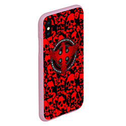 Чехол iPhone XS Max матовый Thirty Seconds to Mars skull pattern, цвет: 3D-розовый — фото 2