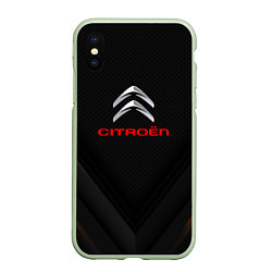 Чехол iPhone XS Max матовый Citroen sport geometry, цвет: 3D-салатовый