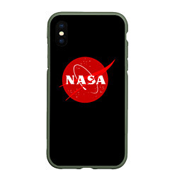 Чехол iPhone XS Max матовый NASA redlogo space usa, цвет: 3D-темно-зеленый