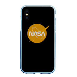 Чехол iPhone XS Max матовый NASA yellow logo, цвет: 3D-голубой