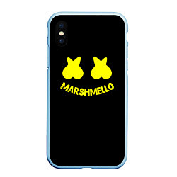 Чехол iPhone XS Max матовый Christopher Comstock yellow logo, цвет: 3D-голубой