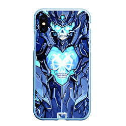 Чехол iPhone XS Max матовый Синий череп киберпанк, цвет: 3D-голубой