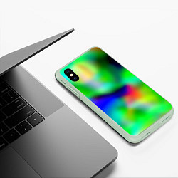 Чехол iPhone XS Max матовый Психоделический неоновый градиент, цвет: 3D-салатовый — фото 2