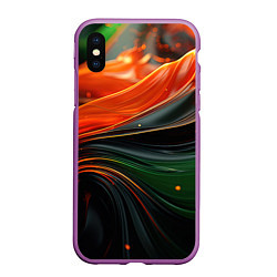 Чехол iPhone XS Max матовый Оранжевая и зеленый абстракция, цвет: 3D-фиолетовый