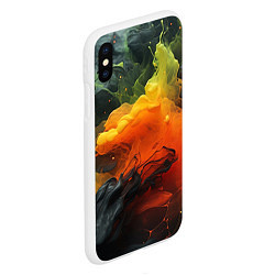 Чехол iPhone XS Max матовый Взрыв оранжевой краски, цвет: 3D-белый — фото 2