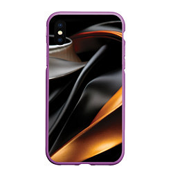 Чехол iPhone XS Max матовый Черная и оранжевая материя