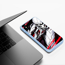 Чехол iPhone XS Max матовый Череп и стальные кости, цвет: 3D-голубой — фото 2