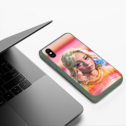 Чехол iPhone XS Max матовый Энид Синклер - арт и текстура розового свитера, цвет: 3D-темно-зеленый — фото 2