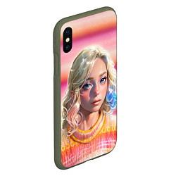 Чехол iPhone XS Max матовый Энид Синклер - арт и текстура розового свитера, цвет: 3D-темно-зеленый — фото 2