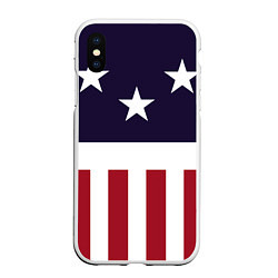 Чехол iPhone XS Max матовый Флаг Америки, цвет: 3D-белый
