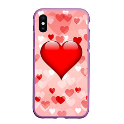 Чехол iPhone XS Max матовый Огромное сердце, цвет: 3D-фиолетовый