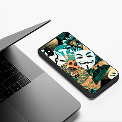 Чехол iPhone XS Max матовый Криптавалюта с маской Виндетта, цвет: 3D-черный — фото 2