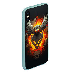 Чехол iPhone XS Max матовый Огненный символ орла, цвет: 3D-мятный — фото 2