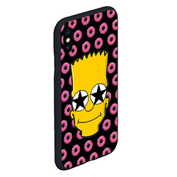 Чехол iPhone XS Max матовый Барт Симпсон на фоне пончиков, цвет: 3D-черный — фото 2