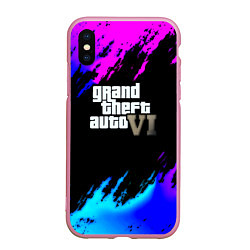 Чехол iPhone XS Max матовый GTA 6 неоновые краски вайсити, цвет: 3D-розовый