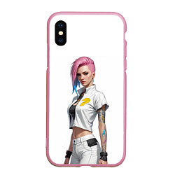 Чехол iPhone XS Max матовый Девушка в белом Cyberpunk 2077, цвет: 3D-розовый