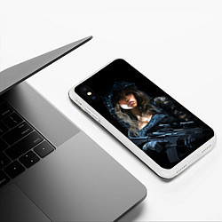 Чехол iPhone XS Max матовый Брюнетка снайпер в черном камуфляже, цвет: 3D-белый — фото 2