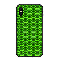 Чехол iPhone XS Max матовый Энергетический щит - зеленый, цвет: 3D-черный