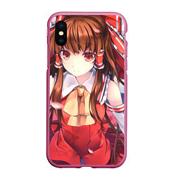 Чехол iPhone XS Max матовый Touhou Project Рейму Cute, цвет: 3D-малиновый