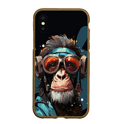 Чехол iPhone XS Max матовый Крутая обезьяна в очках, цвет: 3D-коричневый