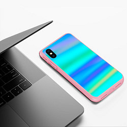 Чехол iPhone XS Max матовый Неоновые мягкие полосы через матовое стекло, цвет: 3D-баблгам — фото 2