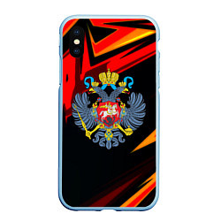 Чехол iPhone XS Max матовый Герб Рф геометрия, цвет: 3D-голубой